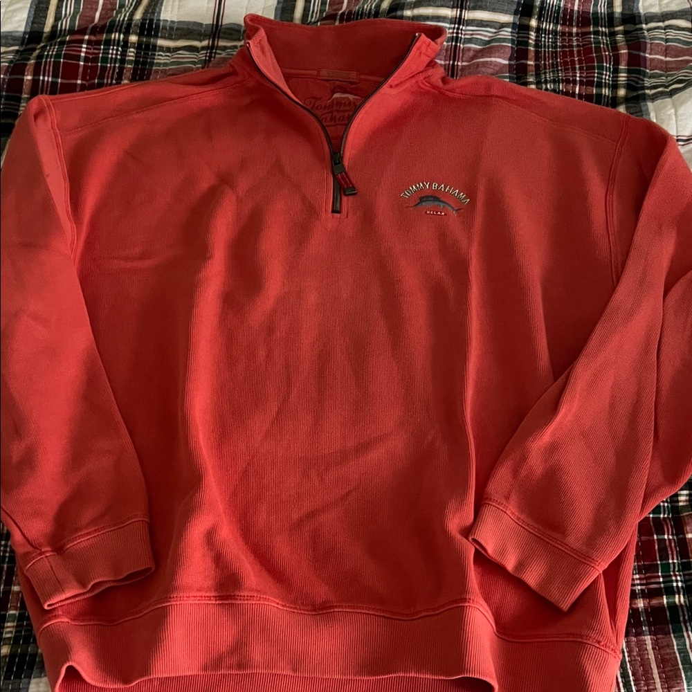 Tommy Bahama Men's Zip-Up Sweater in orange. XL